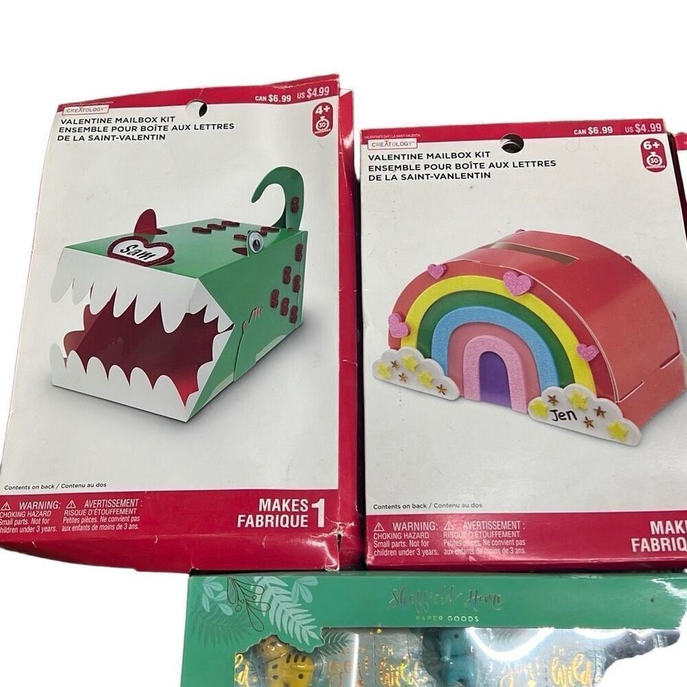 Creatology 4 Valentine Mailbox Kit & 2 Sheffield Home Paper With Eraser Set New